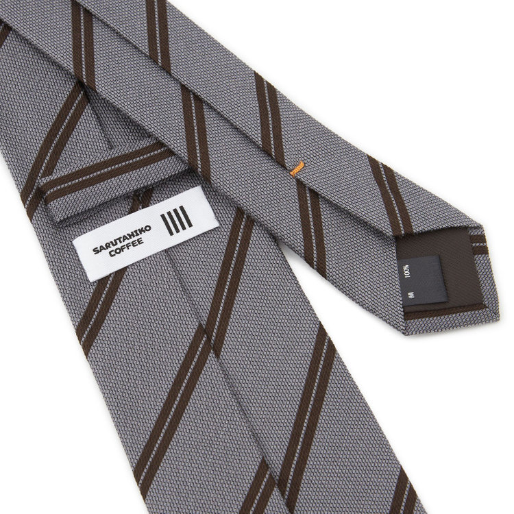 シルバーライン 【SILVER LINE】シルクストライプネクタイ 8.5cm幅/グレー×ブラウン/SARUTAHIKO COFFEE その他