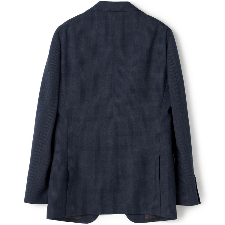 シルバーライン 【CLASSICO TAPERED】【秋冬】2釦シングルスリーピーススーツ 1タックテーパードパンツ/ネイビー×プレイド/ウエストムーブ/4S SUSTAINABILITY&ECOLOGY FABRIC/※パンツ裾上げ済仕様 紺濃色