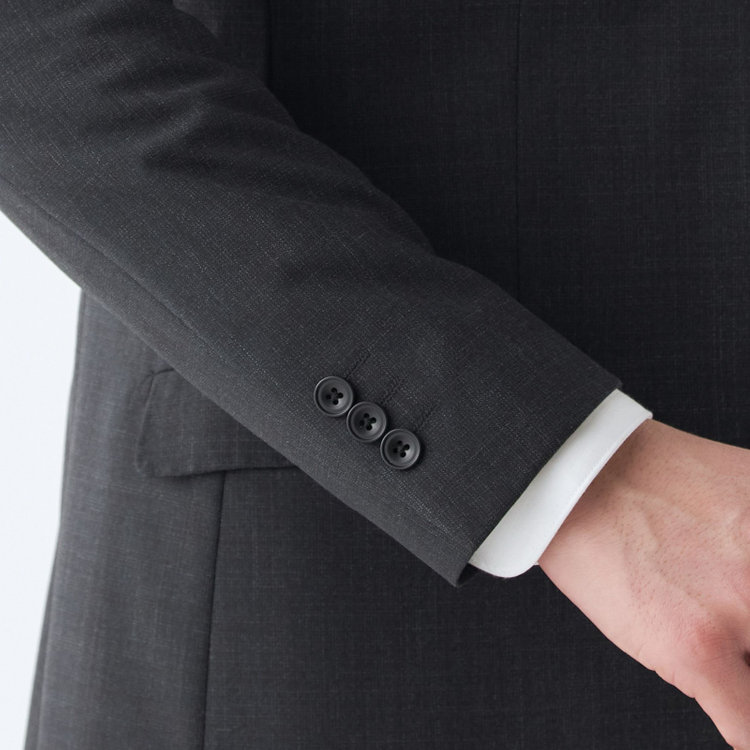 ブラックライン 【発送在庫あり】【SLIM TAPERED_2】【年間】2釦シングルスリーピーススーツ 0タック/グレー/ウエストシャーリング/4S SUSTAINABILITY&ECOLOGY FABRIC/※パンツ裾上げ済仕様 グレー中間