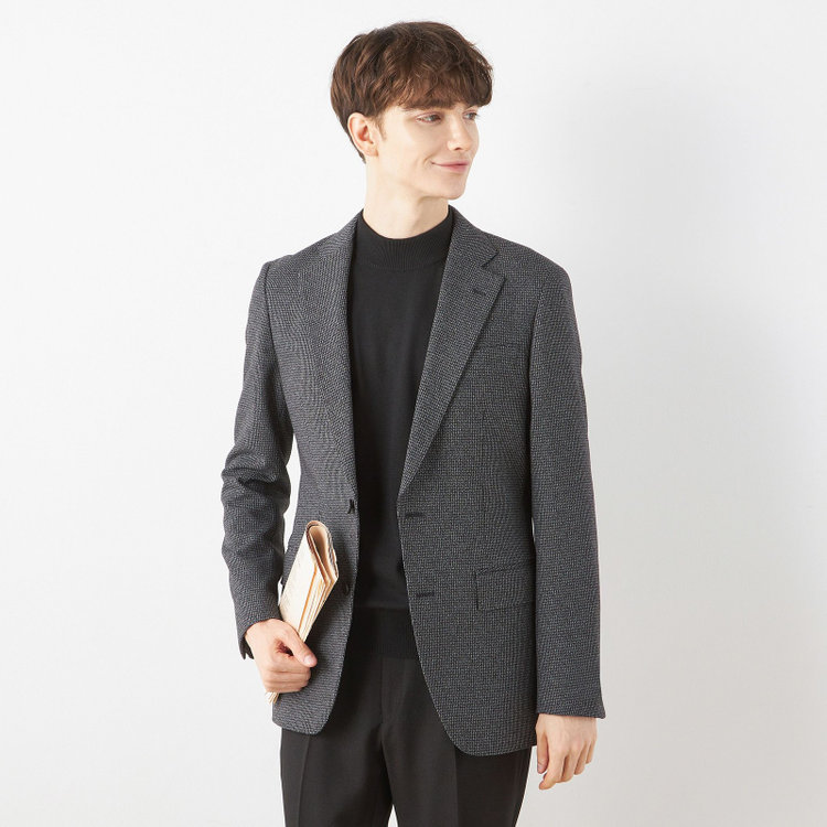 シルバーライン 【CLASSICO TAPERED】【秋冬】コーディネートパンツ付き/2釦シングルスーツ 1タック/グレー×ハウンドトゥース+ブラックソリッドパンツ/ウエストムーブ/4S SUSTAINABILITY&ECOLOGY FABRIC/※パンツ裾上げ済仕様 グレー中間