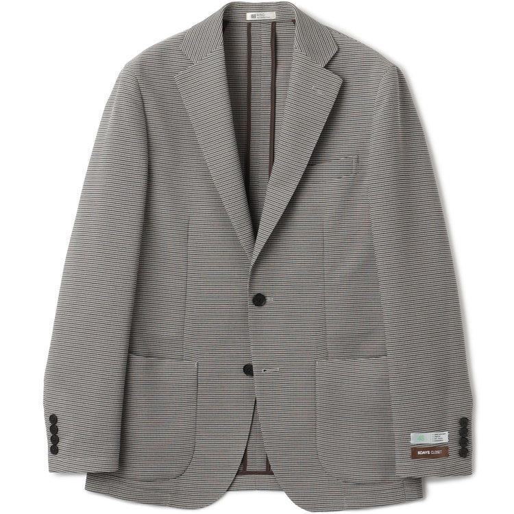 シルバーライン 【5DAYS CLOSET】【RBC】【春夏】2釦シングルジャケット/ブラウン×チェック/パッチポケット/4S SUSTAINABILITY&ECOLOGY FABRIC 茶中間