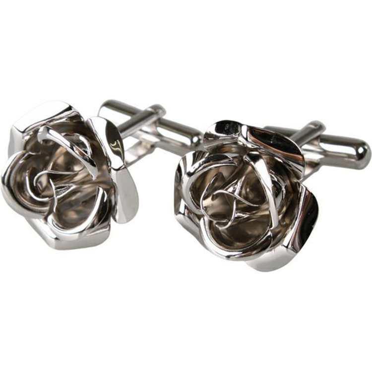 ブラックライン 薔薇モチーフカフスボタン/シルバー グレー淡色