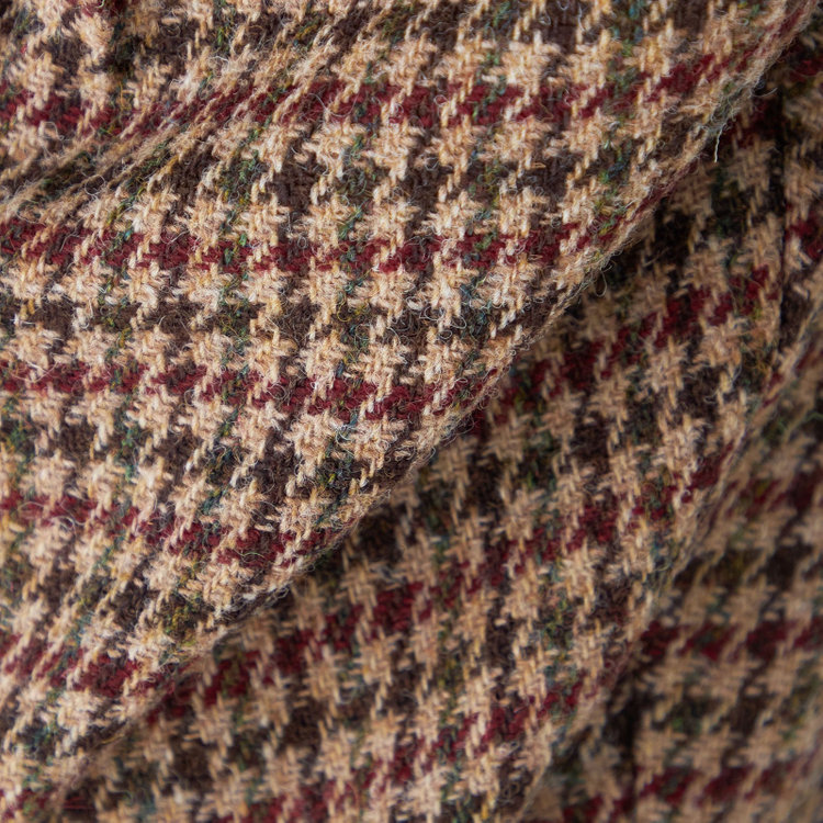 シルバーライン 【CLASSICO TAPERED】【秋冬】ウールテーパードパンツ 2タック/ブラウン×チェック+ツイード/Harris Tweed hand woven in the outer hebrides of scotland/※裾上げ必要 茶淡色