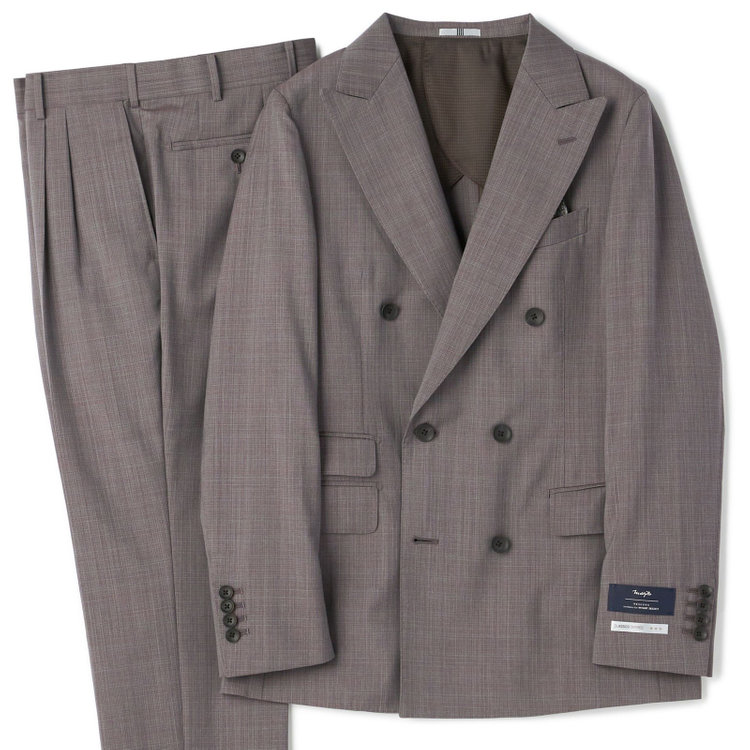 シルバーライン 【CLASSICO TAPERED】【春夏】6釦2掛けダブルスーツ 2タック/グレー/MARZOTTO/※裾上げ必要 茶濃色