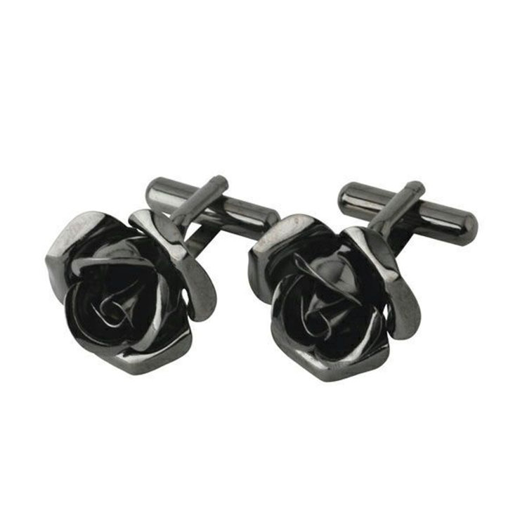 ブラックライン ローズカフスボタン/ブラック 黒
