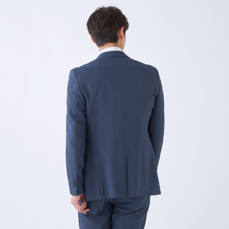 スーツセレクト 【発送在庫あり】【SLIM TAPERED_2】【春夏】2釦シングルスリーピーススーツ 0タック/ネイビーブルー×マイクロチェック/ウエストシャーリング/4S SUSTAINABILITY&ECOLOGY FABRIC/※パンツ裾上げ済仕様 ネイビー系(紺)