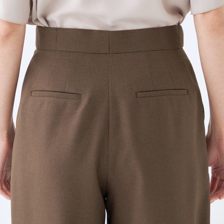 シルバーライン 【発送在庫あり】【SL】【秋冬】ワイドストレートパンツ/ブラウン/ウエストムーブメント/ウォッシャブル/※パンツ裾上げ済仕様 茶中間