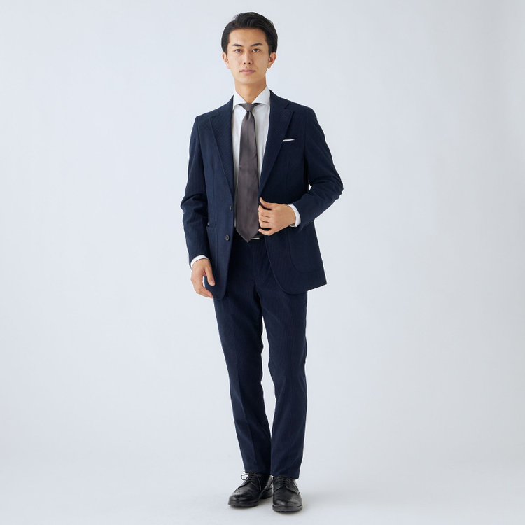 シルバーライン 【CLASSICO TAPERED】【秋冬】2釦ジャケット/ネイビー×コーデュロイ/パッチポケット/4S SUSTAINABILITY&ECOLOGY FABRIC 紺濃色