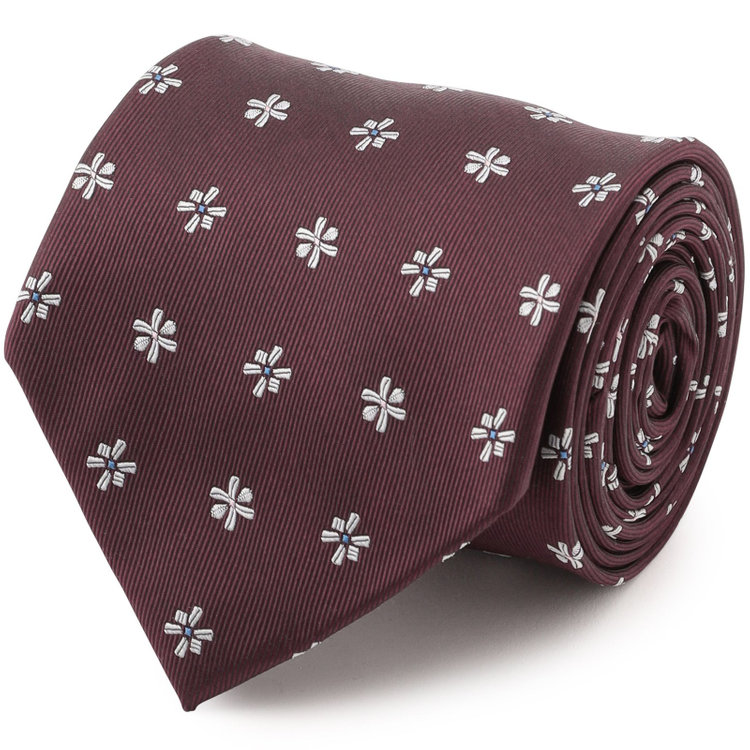 シルバーライン 【SILVER LINE】シルクブレンド小紋ネクタイ 8.0cm幅/ワイン×ホワイト その他