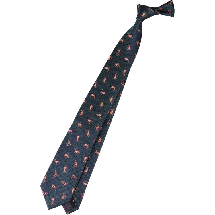 ブラックライン 【発送在庫あり】【SL】シルク小紋ネクタイ 8.0cm幅/グリーン+イエロー グリーン系(緑)