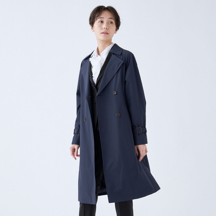 スーツセレクト 【SUIT SELECT×Samantha Thavasa】バックプリーツ トレンチコート/ネイビー 紺中間