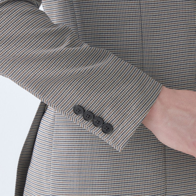 シルバーライン 【5DAYS CLOSET】【RBC】【春夏】2釦シングルジャケット/ブラウン×チェック/パッチポケット/4S SUSTAINABILITY&ECOLOGY FABRIC 茶中間