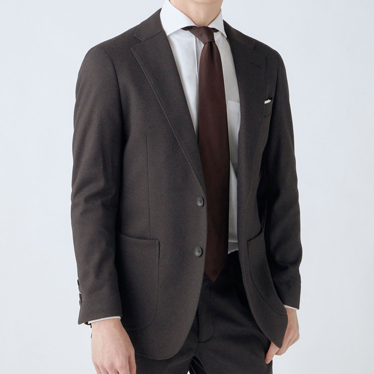 シルバーライン 【CLASSICO TAPERED】【秋冬】2釦ジャケット/ブラウン/パッチポケット/4S SUSTAINABILITY&ECOLOGY FABRIC 茶中間