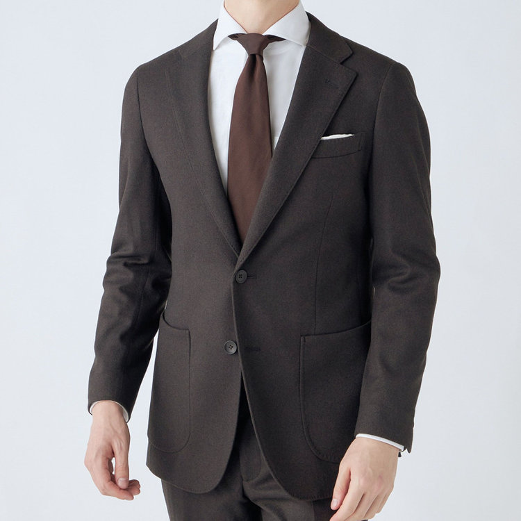 シルバーライン 【CLASSICO TAPERED】【秋冬】2釦ジャケット/ブラウン/パッチポケット/4S SUSTAINABILITY&ECOLOGY FABRIC 茶中間