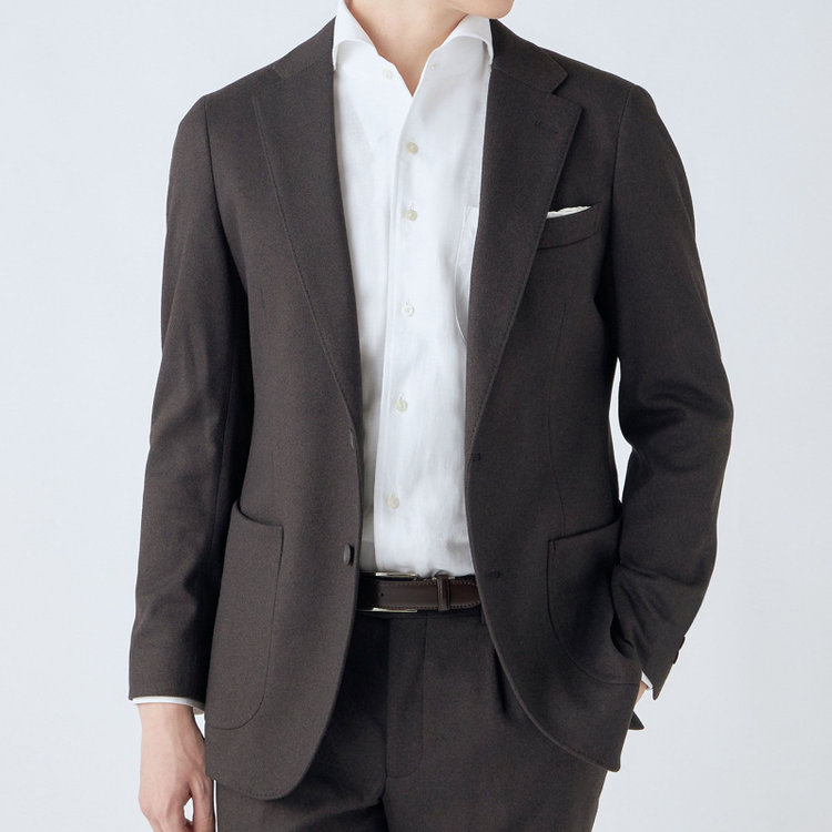 シルバーライン 【CLASSICO TAPERED】【秋冬】2釦ジャケット/ブラウン/パッチポケット/4S SUSTAINABILITY&ECOLOGY FABRIC 茶中間