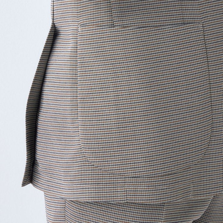 シルバーライン 【5DAYS CLOSET】【RBC】【春夏】2釦シングルジャケット/ブラウン×チェック/パッチポケット/4S SUSTAINABILITY&ECOLOGY FABRIC 茶中間