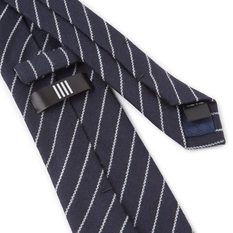 ブラックライン 【BL】シルクウールストライプネクタイ 7.5cm幅/ネイビー その他