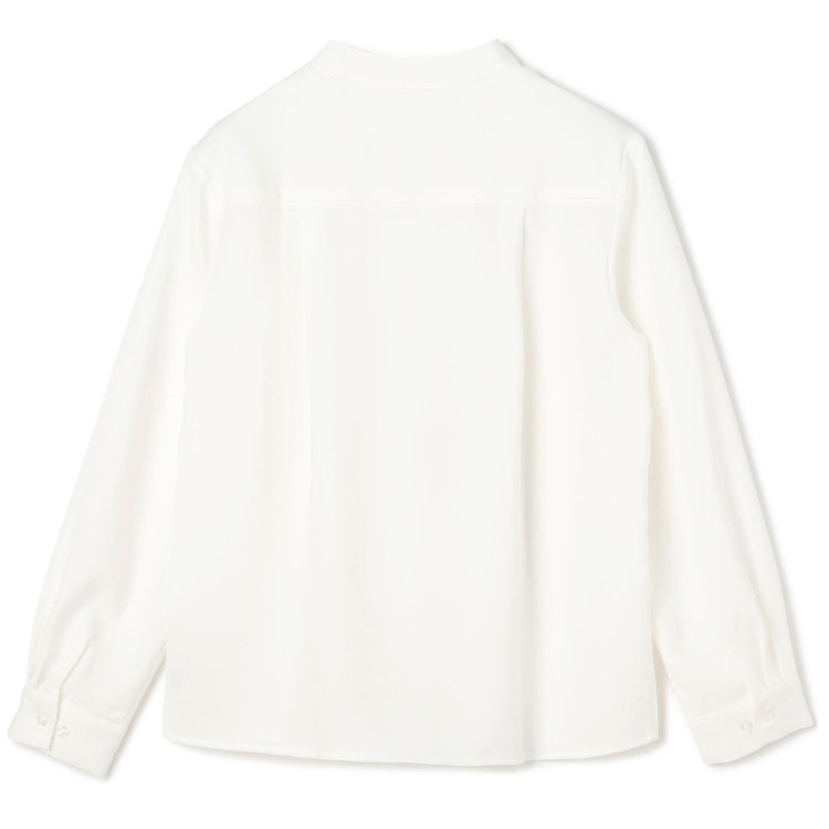 シルバーライン 【発送在庫あり】【SL/長袖】バンドカラーブラウス/ホワイト/比翼仕様 白