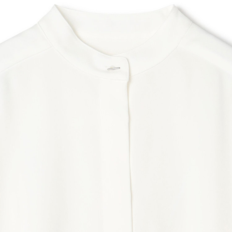 シルバーライン 【発送在庫あり】【SL/長袖】バンドカラーブラウス/ホワイト/比翼仕様 白