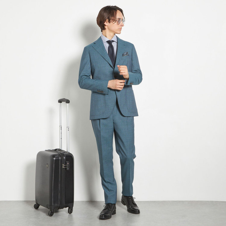 シルバーライン 【CLASSICO TAPERED】【春夏】3釦段返りシングルスーツ 2タック/ネイビーグリーン/パッチポケット/ウエストムーブ/MARZOTTO/※裾上げ必要 緑中間