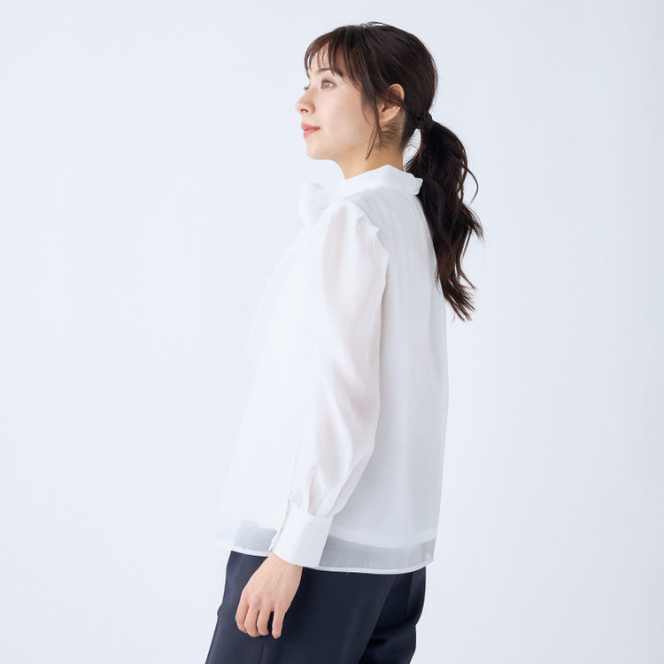 スーツセレクト 【Lady Like BLOUSE】【長袖】ボウタイブラウス/ホワイト 白