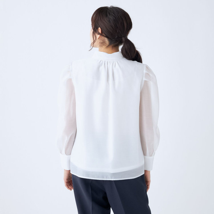 スーツセレクト 【Lady Like BLOUSE】【長袖】ボウタイブラウス/ホワイト 白