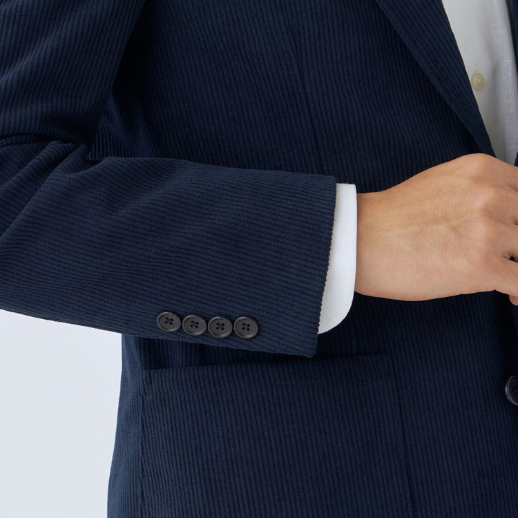 シルバーライン 【CLASSICO TAPERED】【秋冬】2釦ジャケット/ネイビー×コーデュロイ/パッチポケット/4S SUSTAINABILITY&ECOLOGY FABRIC 紺濃色