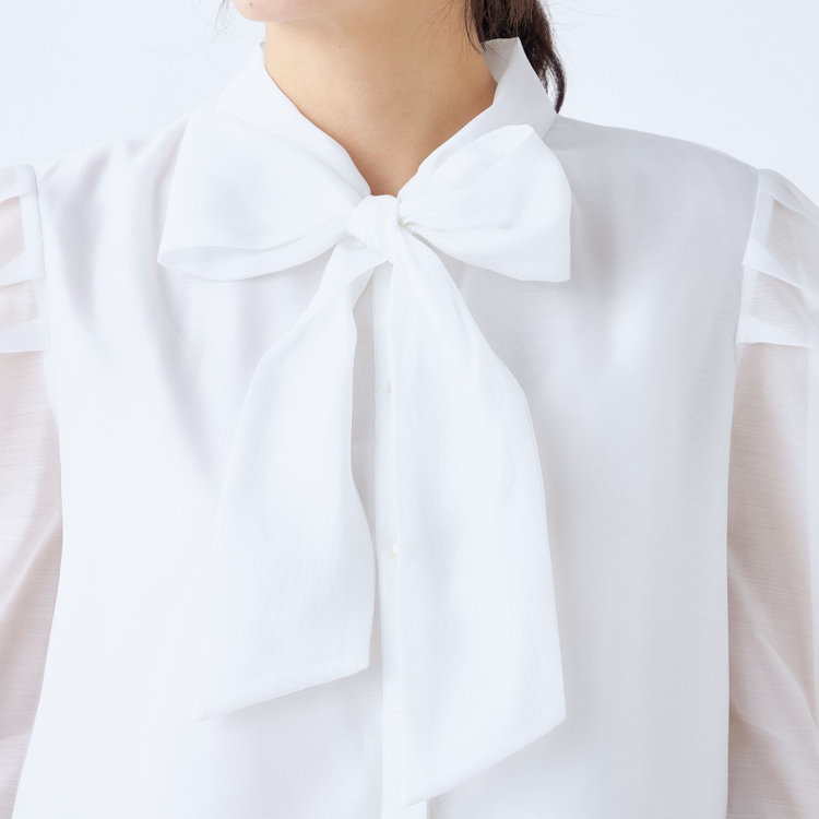 スーツセレクト 【Lady Like BLOUSE】【長袖】ボウタイブラウス/ホワイト 白