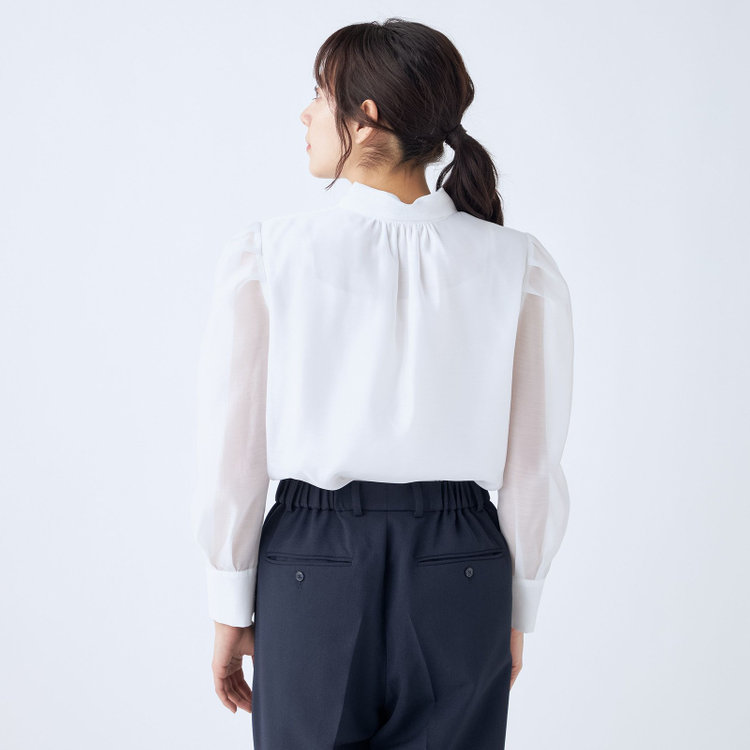 スーツセレクト 【Lady Like BLOUSE】【長袖】ボウタイブラウス/ホワイト 白