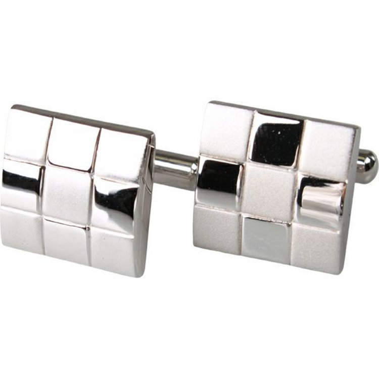 シルバーライン 市松柄カフスボタン/シルバー グレー淡色