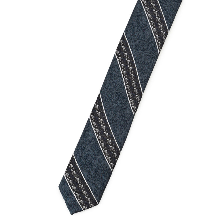 シルバーライン 【SILVER LINE】シルクストライプネクタイ 8.0cm幅/ネイビー×グレー その他