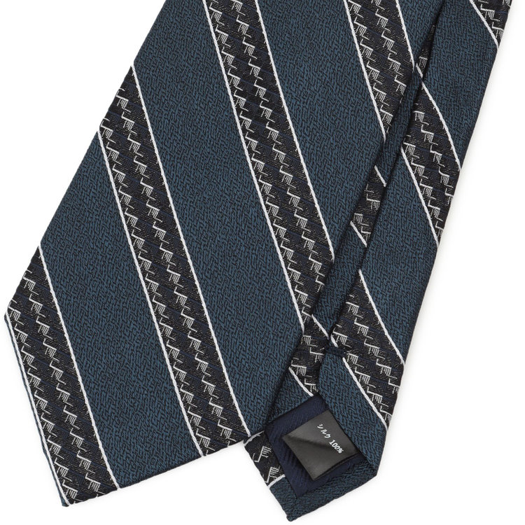 シルバーライン 【SILVER LINE】シルクストライプネクタイ 8.0cm幅/ネイビー×グレー その他