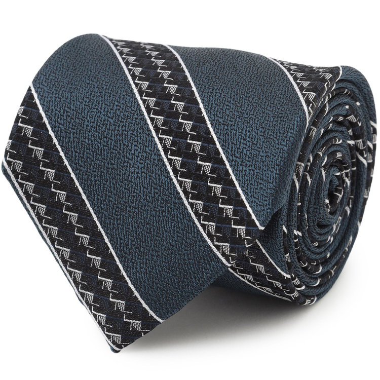 シルバーライン 【SILVER LINE】シルクストライプネクタイ 8.0cm幅/ネイビー×グレー その他