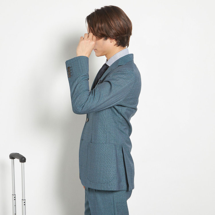 シルバーライン 【CLASSICO TAPERED】【春夏】3釦段返りシングルスーツ 2タック/ネイビーグリーン/パッチポケット/ウエストムーブ/MARZOTTO/※裾上げ必要 緑中間