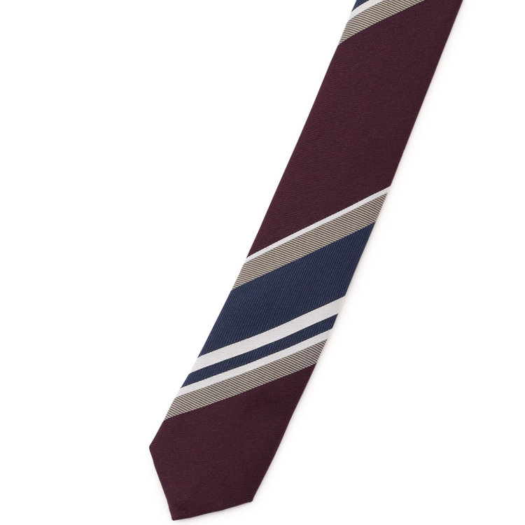 ブラックライン 【BLACK LINE】シルクストライプネクタイ 7.5cm幅/ワイン×ネイビー×ホワイト その他