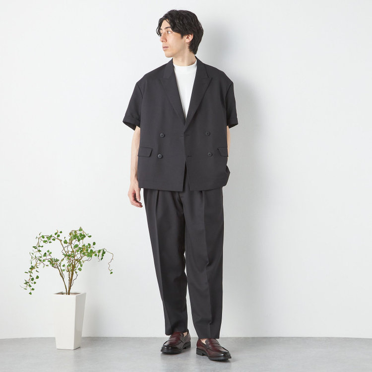 ブラックライン 「TailoredCasual」【春夏】ダブルブレストシャツジャケット/ブラック 黒