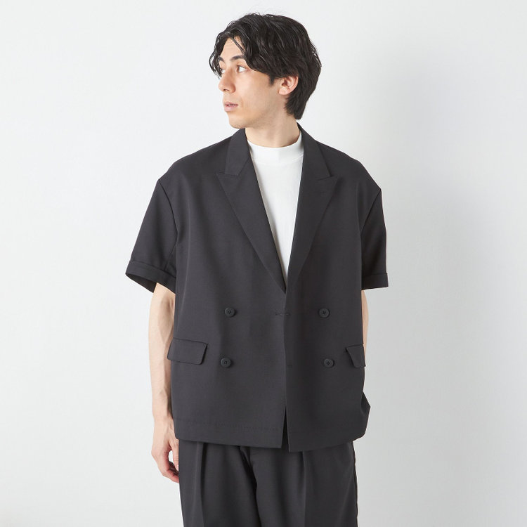 ブラックライン 「TailoredCasual」【春夏】ダブルブレストシャツジャケット/ブラック 黒