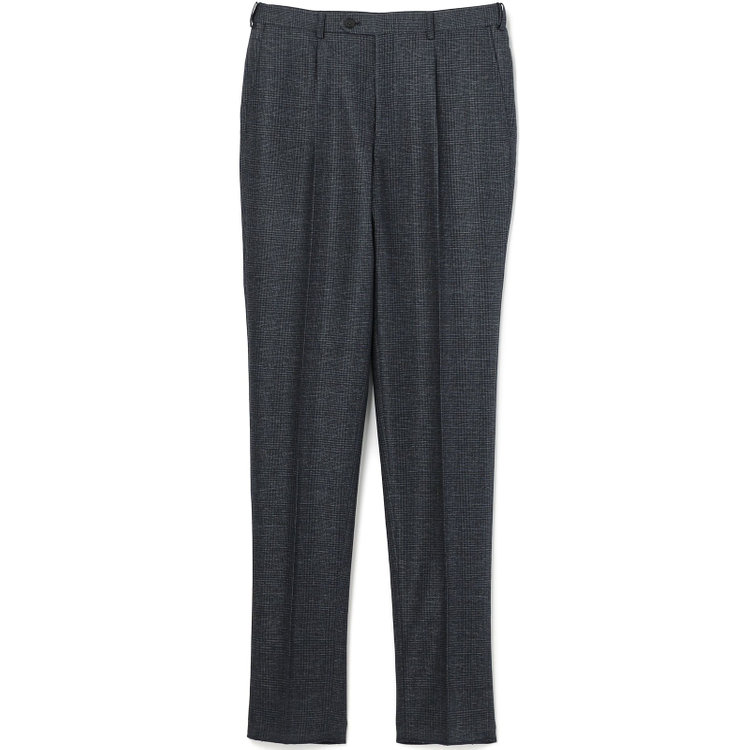 シルバーライン 【5DAYS CLOSET】【RBC】【春夏】1タックテーパードパンツ/ネイビー×チェック/ウエストムーブ仕様/4S SUSTAINABILITY&ECOLOGY FABRIC/※裾上げ必要 紺中間