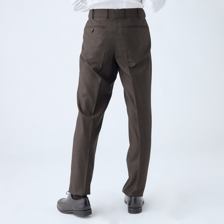 シルバーライン 【発送在庫あり】【CLASSICO TAPERED】【秋冬】3釦段返りシングルスーツ 2タック/ブラウン×ヘリンボーン/ウエストムーブ/MARZOTTO/※裾上げ必要 茶中間