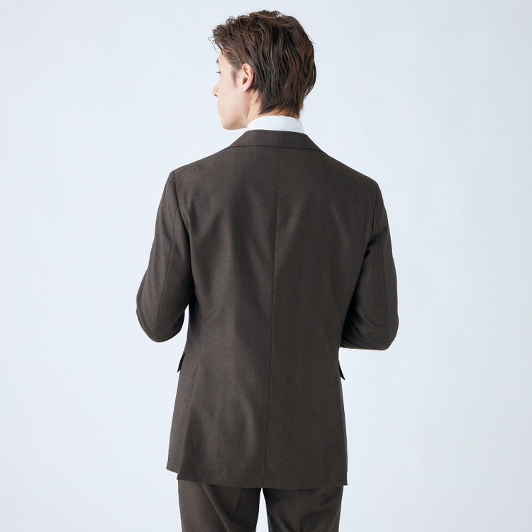 シルバーライン 【発送在庫あり】【CLASSICO TAPERED】【秋冬】3釦段返りシングルスーツ 2タック/ブラウン×ヘリンボーン/ウエストムーブ/MARZOTTO/※裾上げ必要 茶中間