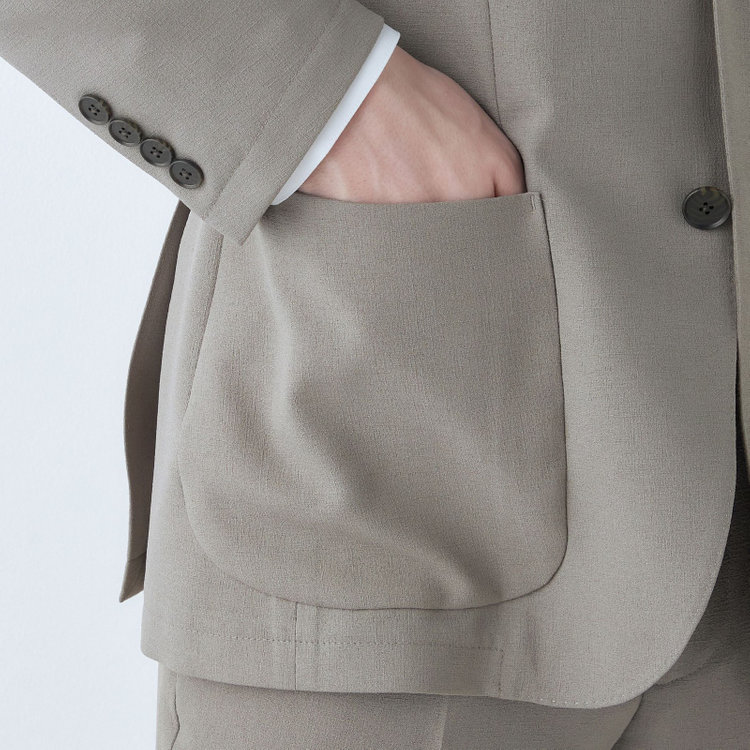 シルバーライン 【5DAYS CLOSET】【RBC】【春夏】2釦シングルジャケット/グレージュ/パッチポケット/4S SUSTAINABILITY&ECOLOGY FABRIC グレー中間
