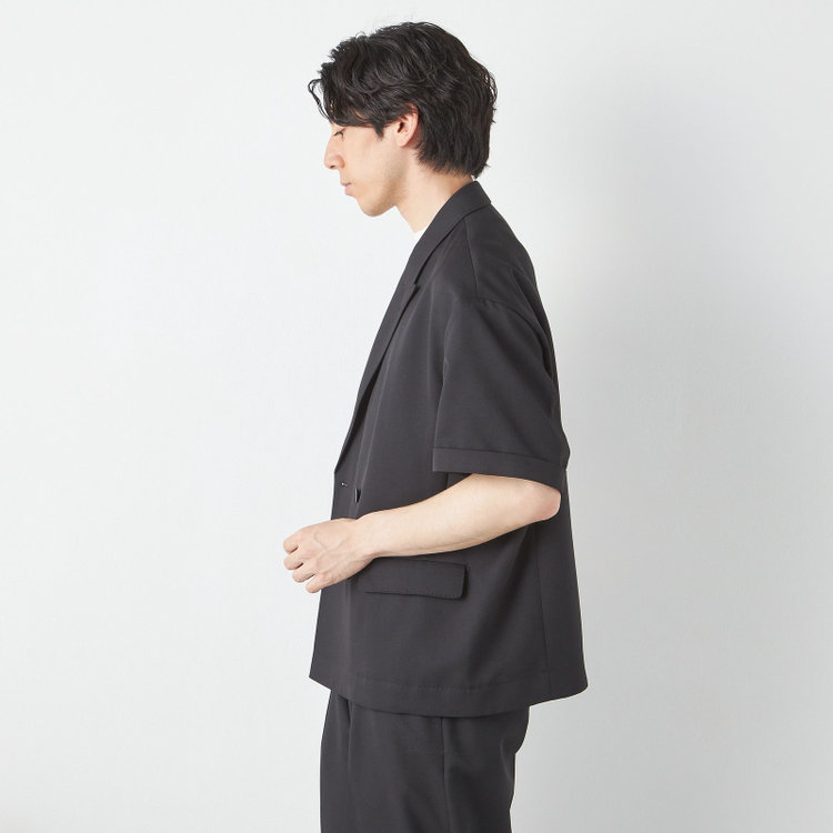 ブラックライン 「TailoredCasual」【春夏】ダブルブレストシャツジャケット/ブラック 黒