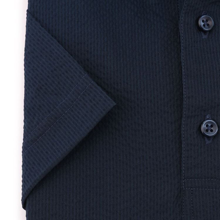 シルバーライン 【発送在庫あり】【RBC/五分袖】カッタウェイビズポロシャツ プルオーバータイプ/ネイビー×シアサッカー/4S コットンブレンド 青濃色