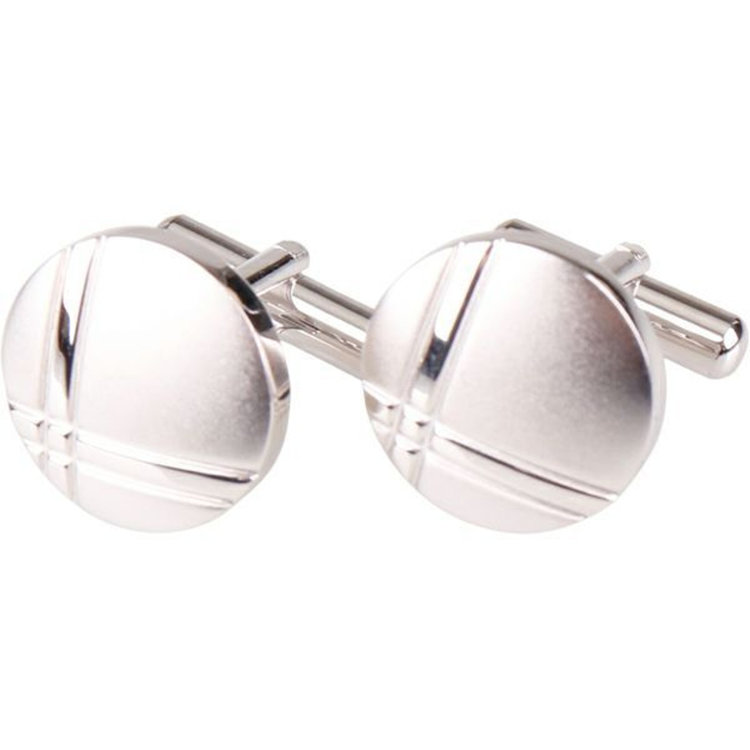 ブラックライン ラウンドカフスボタン/シルバー グレー淡色