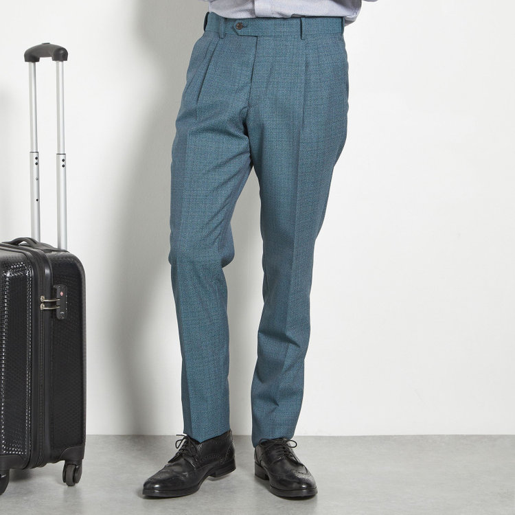 シルバーライン 【CLASSICO TAPERED】【春夏】3釦段返りシングルスーツ 2タック/ネイビーグリーン/パッチポケット/ウエストムーブ/MARZOTTO/※裾上げ必要 緑中間