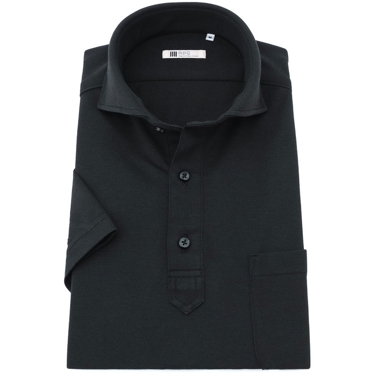 シルバーライン 【発送在庫あり】【RBC/五分袖】カッタウェイビズポロシャツ プルオーバータイプ/ブラック/4S コットンブレンド 黒