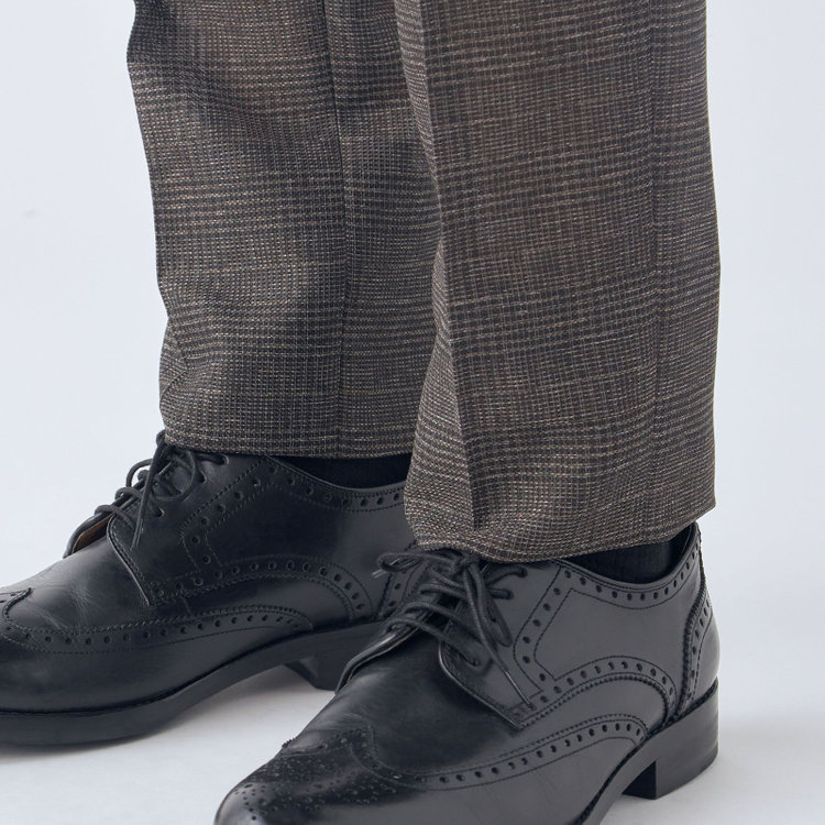 シルバーライン 【5DAYS CLOSET】【RBC】【春夏】1タックテーパードパンツ/ブラウン×チェック/ウエストムーブ仕様/4S SUSTAINABILITY&ECOLOGY FABRIC/※裾上げ必要 茶中間