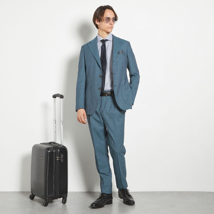 シルバーライン 【CLASSICO TAPERED】【春夏】3釦段返りシングルスーツ 2タック/ネイビーグリーン/パッチポケット/ウエストムーブ/MARZOTTO/※裾上げ必要 緑中間