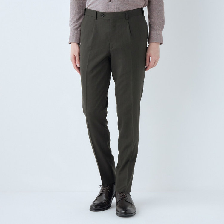 シルバーライン 【CLASSICO TAPERED】【春夏】2釦シングルスーツ 1タック/カーキ/ウエストムーブ/REDA ACTIVE/NEW ZEALAND MERINO/SHOWER CLEAN/※パンツ裾上げ済仕様 黄淡色