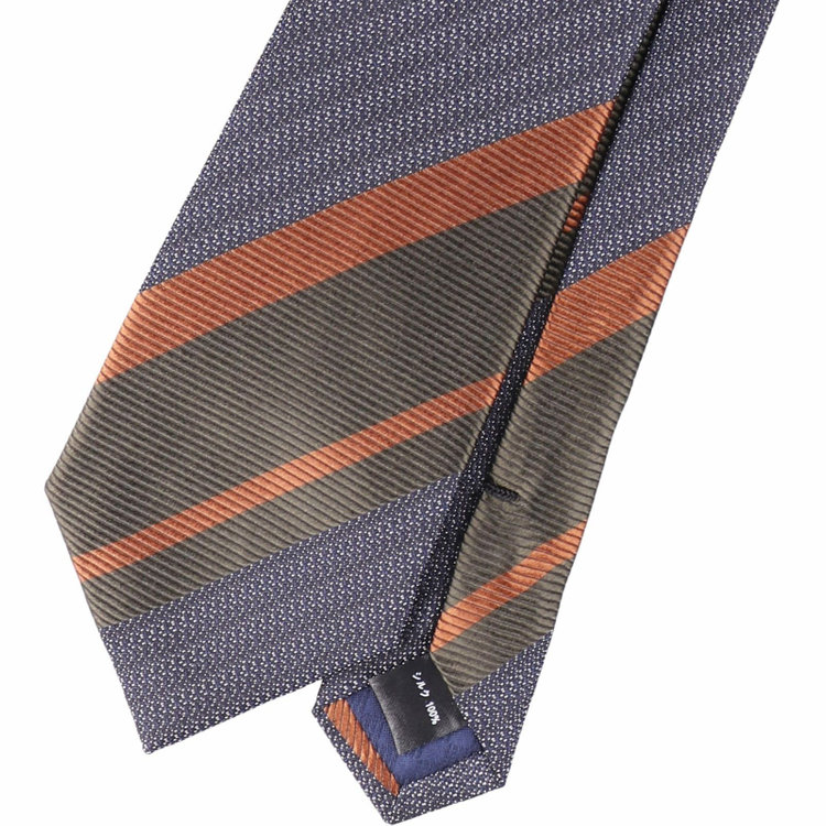 ブラックライン 【発送在庫あり】【BL】シルクストライプネクタイ 7.5cm幅/グレー×グリーン/ITALIAN FABRICS グレー系(灰)